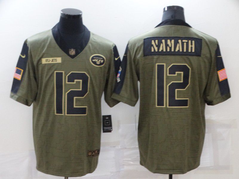 Men New York Jets #12 Namath green Nike Olive Salute To Service Limited NFL Jersey->los angeles rams->NFL Jersey